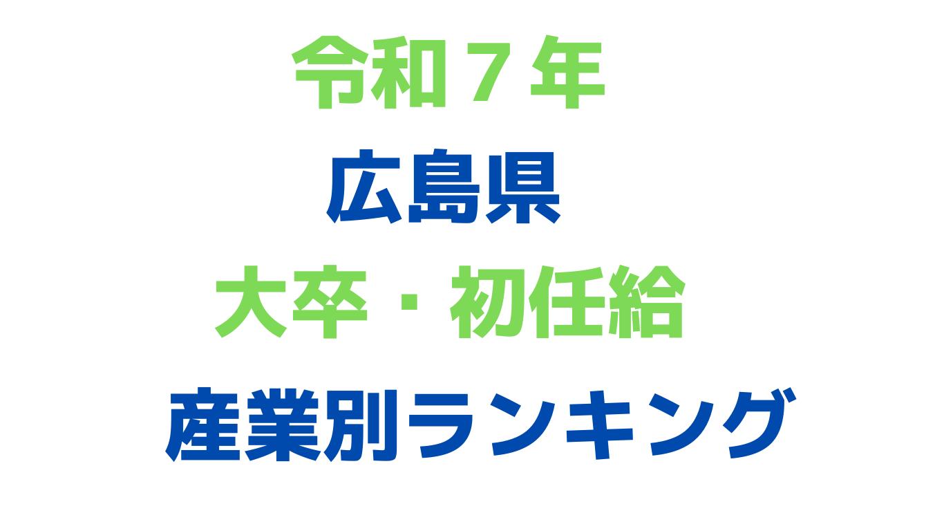 令和7年　広島県の大卒初任給　産業別ランキング